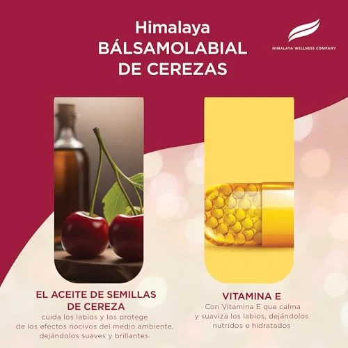 Himalaya ▫️ Bálsamo labial Cherry Shine com óleo de semente de cereja e vitamina E | Acabamento brilhante natural | Nutre, hidrata e protege os lábios, 4,5 g 5