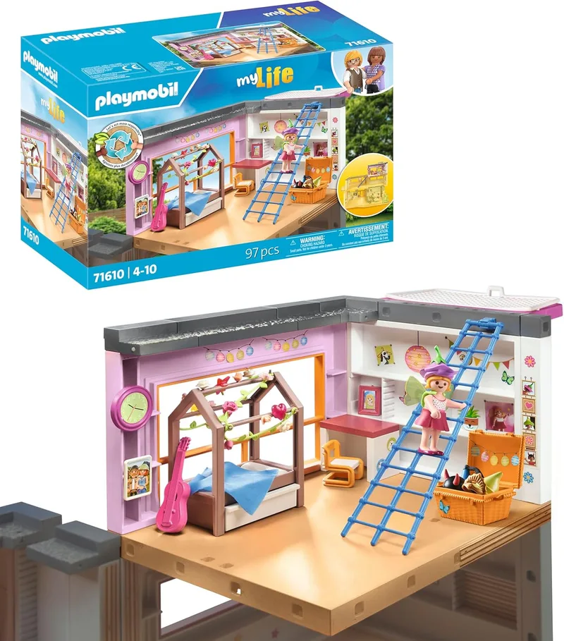 PLAYMOBIL ▫️ myLife 71610 Quarto das crianças, Inclui uma figura, Fabricado com mais de 80% de materiais reciclados e de base biológica, Brinquedos para crianças com mais de 4 anos