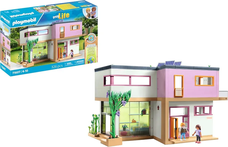 PLAYMOBIL ▫️ myLife 71607 Casa com jardim, com duas figuras e uma folha de autocolantes, fabricada com mais de 80% de materiais reciclados e de base biológica, Brinquedos para crianças a partir dos 4 anos