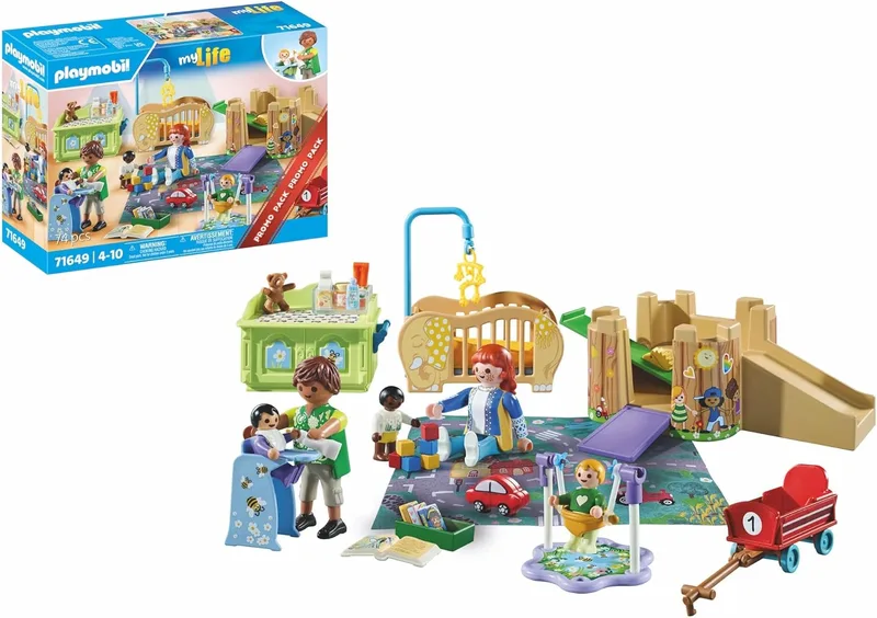 PLAYMOBIL ▫️ MyLife Promo Pack 71649 Conjunto para a Primeira Infância, incluindo cinco figuras, uma torre de jogos, um escorrega e muitos acessórios adoráveis; brinquedos para meninos e meninas a partir dos 4 anos