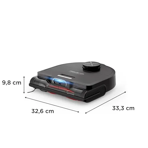 Rowenta ▫️ Xplorer S220 Animal & Allergy – Aspirador robô para limpeza a seco e a húmido, navegação a laser, 120 min de autonomia, controlo através de aplicação, esfregona vibratória, Preto/Metal, RR9475WH 3