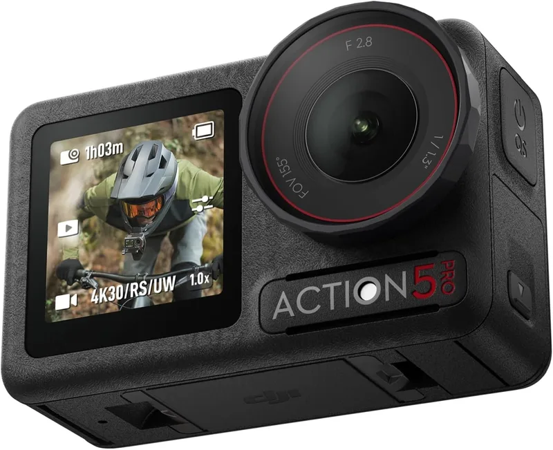 DJI ▫️ Osmo Action 5 Pro Pack Standard: câmara desportiva, sensor de 1/1,3", vídeo 4K/120 fps, seguimento de objetos, estabilização, 2 ecrãs tátil OLED, câmara de ação 4K para desporto e vlogs