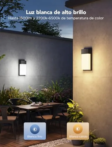 Govee ▫️ Apliques de Exterior RGBIC, 1500 lm, IP65, Conjunto de 2 | 2700 K–6500 K Apliques de Parede para Exterior, 45 modos de cena, DIY, Matter/Alexa/Google, alpendre, varanda, terraço 3