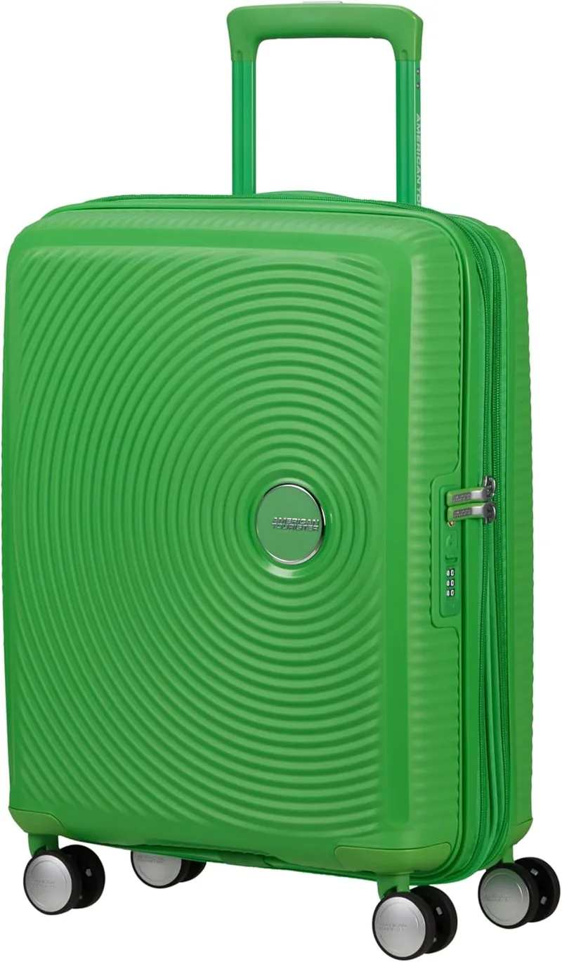American Tourister ▫️ Soundbox - Mala de cabine 55 x 40 x 20/23 cm - Mala rígida com rodas para a EasyJet e a maioria das companhias aéreas, expansível, 35,5/41 L, (Grass Green)