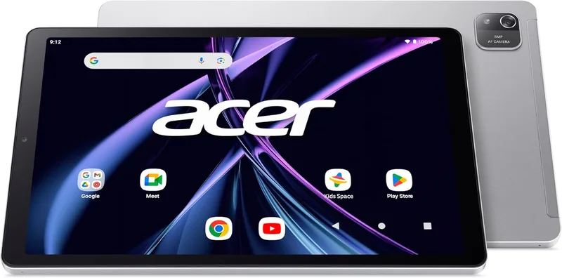 Acer ▫️ Iconia Tab A10-21-A43P, Tablet tátil HD IPS de 10,1" (Arm Cortex-A55, RAM 4 GB, SSD 128 GB, Bluetooth, USB-C, Wi-FI 6, MicroSD, Android 14), Tablet Cinzento com acabamento em metal