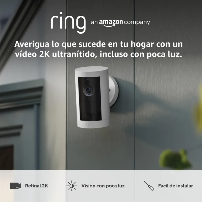 Ring ▫️ Câmara exterior Plus com bateria (Câmara exterior Plus de última geração) | Vídeo grande angular 2K | Câmara exterior sem fios | Teste gratuito de 30 dias do plano de subscrição