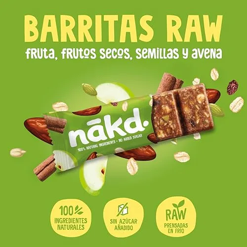 nākd. ▫️ Fruta & Fibra Maçã e Canela | Barras Raw | 16 x 44 g (704 g) 3