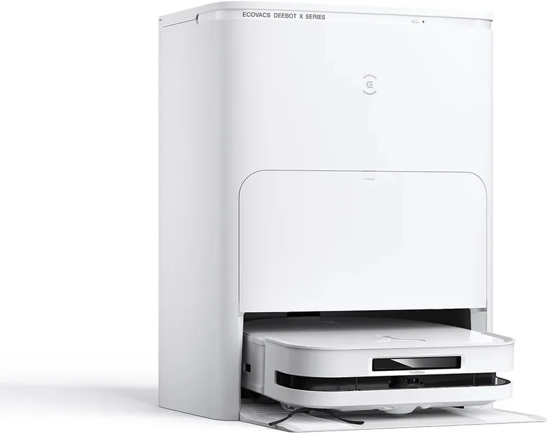 ECOVACS ▫️ DEEBOT X5 Omni – Aspirador robô com estação «tudo em um», 12 800 Pa, ZeroTangle, limpeza de bordas adaptável TruEdge™, limpeza com água quente a 70 ℃