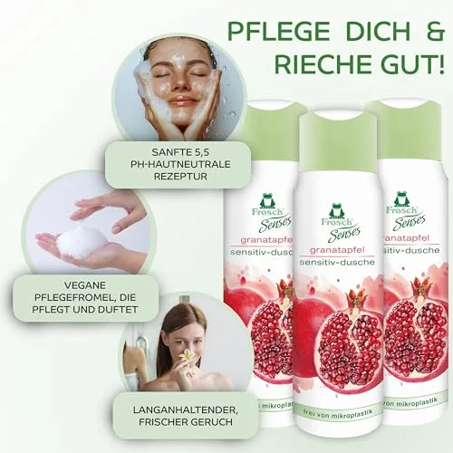 Celexqua ▫️ Frosch Senses - Gel de duche de romã, 300 ml, conjunto de 6 unidades (6 x 300 ml) e tampa para escova de dentes 4