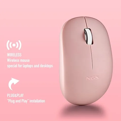 NGS ▫️ Fog Pro Pink - Rato ótico sem fios silencioso de 1000 dpi, rosa 2