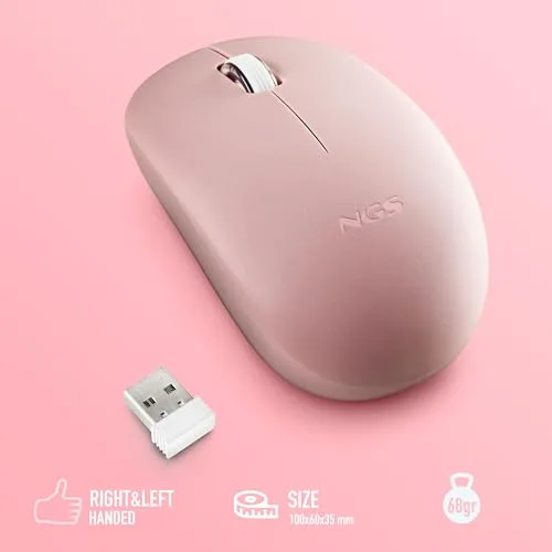 NGS ▫️ Fog Pro Pink - Rato ótico sem fios silencioso de 1000 dpi, rosa 7