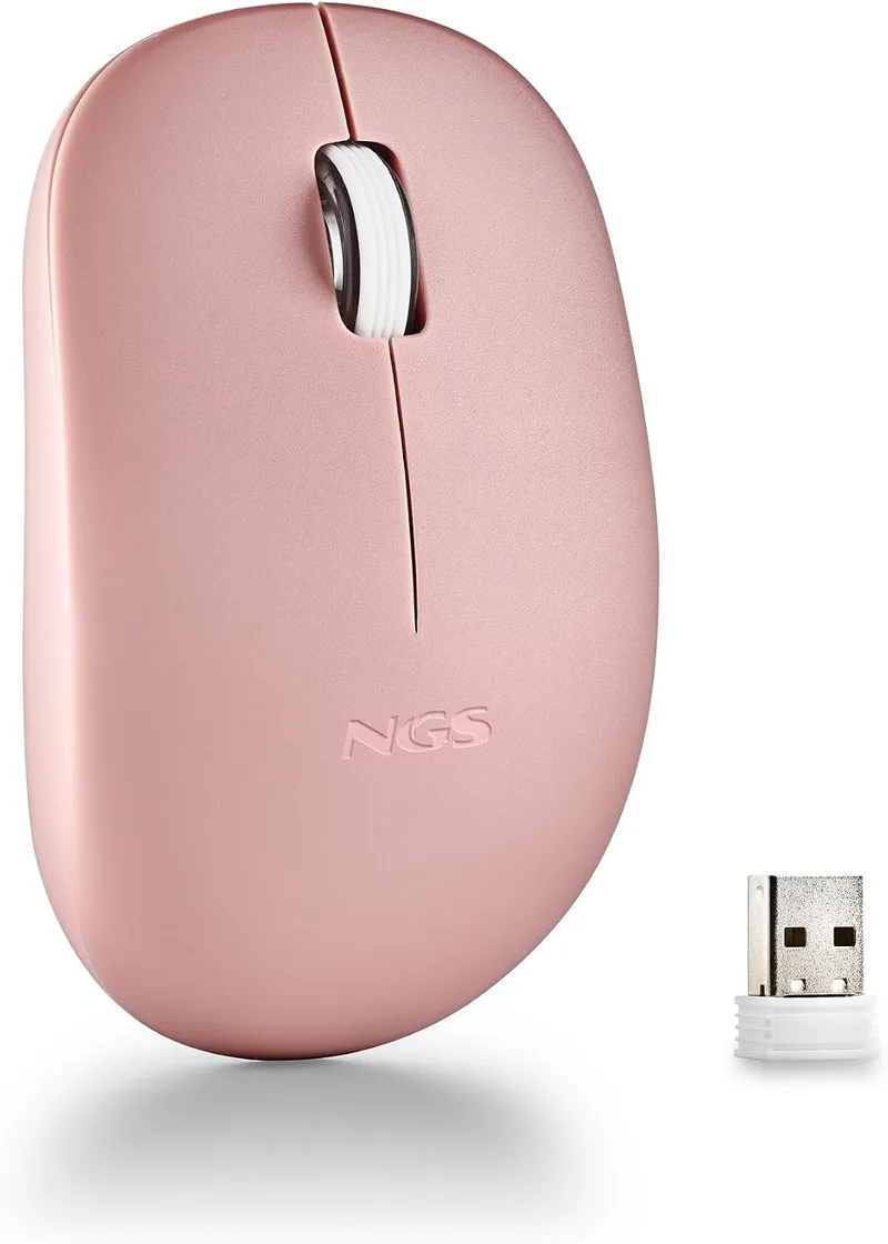 NGS ▫️ Fog Pro Pink - Rato ótico sem fios silencioso de 1000 dpi, rosa