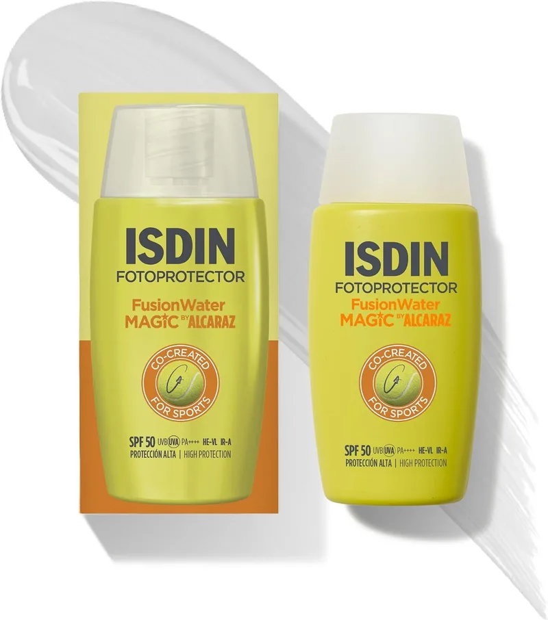 ISDIN ▫️ Fotoproteção Fusion Water MAGIC by Alcaraz Protetor Solar Facial de Textura Ultraligeira e Fase Externa Aquosa com Efeito Refrescante, 50 ml