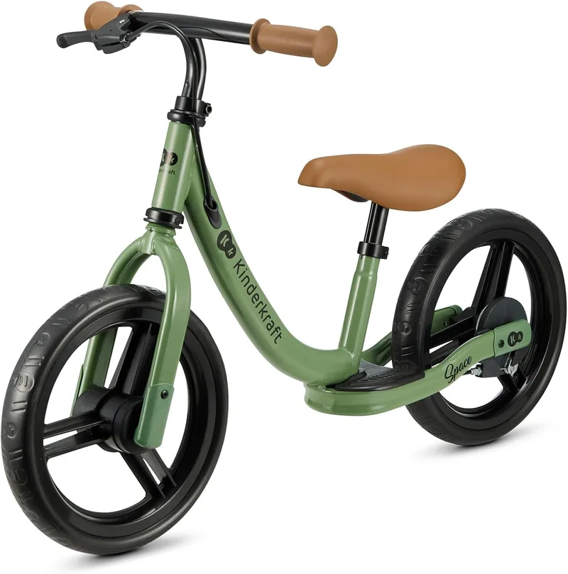 Kinderkraft ▫️ Space 2 – Bicicleta sem pedais, bicicleta para crianças de 2 anos, bicicleta de duas rodas, selim ajustável, com travão, leve, 3,6 kg, rodas com 28 cm de diâmetro, 35 kg
