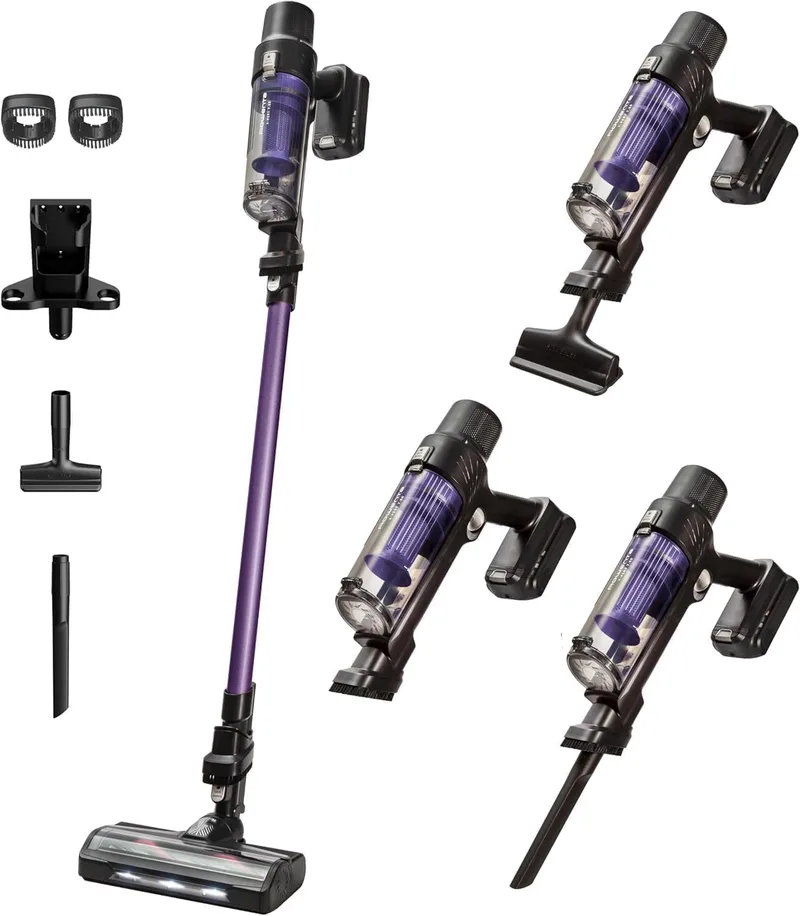Rowenta ▫️ X-Pert 7.60 Aspirador sem fio, bateria de 45 min, motor de 140 W, filtro HEPA, design ergonómico, limpeza de várias superfícies com acessórios e luz LED, cor lilás, RH6A31WO