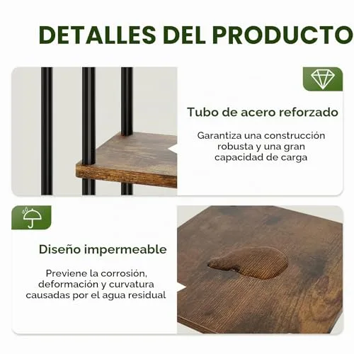 Bamworld ▫️ Suporte alto para plantas de interior com 6 níveis, prateleira de metal castanha, suporte grande para várias plantas em vasos, para pátio, jardim, canto, varanda, sala de estar 5