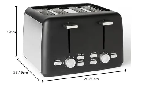 Amazon Basics ▫️ Torradeira para 4 fatias, com 7 níveis de torragem e tabuleiro removível para migalhas, ranhuras extra largas, 1500 W, preta 5