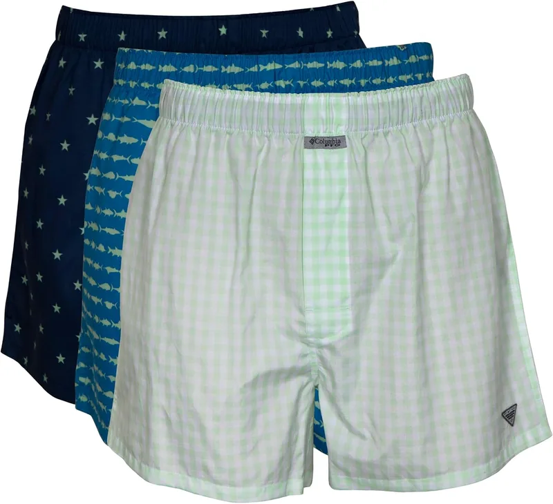 Columbia ▫️ Cuecas boxer Rcu3102azas3m para homem, azul/azul-marinho/verde claro, tamanho M, azul/azul-marinho/verde, M