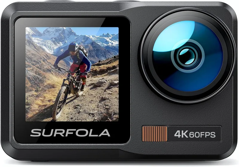 Surfola ▫️ Câmara desportiva SF630 4K 60FPS, subaquática 40M à prova de água, metal nu 10M, WiFi, para capacete EIS, câmara de vídeo de ecrã duplo com 2 baterias de 1350mAh