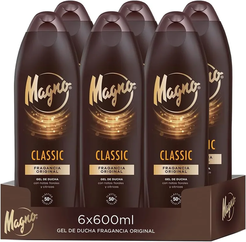 Magno ▫️ Classic, Gel de Banho com Fragrância Original, Pele Suave e Macia, 6x600 ml
