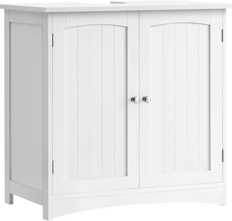 VASAGLE ▫️ Armário de lavatório, armário de lavatório, armário de casa de banho, com 2 portas, prateleira ajustável, amplo espaço de arrumação, estilo moderno, 40 x 70 x 70 cm, White Cloud BBC011W01