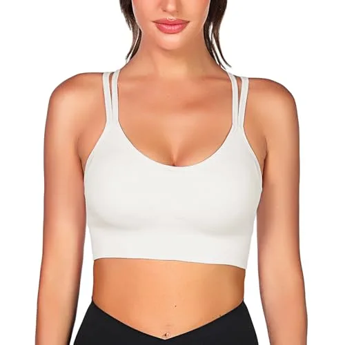 Leversic ▫️ Sutiã desportivo para mulher, sutiã de ioga almofadado, sutiã desportivo de impacto médio, top curto com costas cruzadas e alças, para fitness, ioga e ginásio 2
