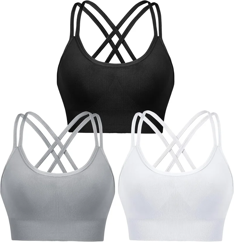 Leversic ▫️ Sutiã desportivo para mulher, sutiã de ioga almofadado, sutiã desportivo de impacto médio, top curto com costas cruzadas e alças, para fitness, ioga e ginásio