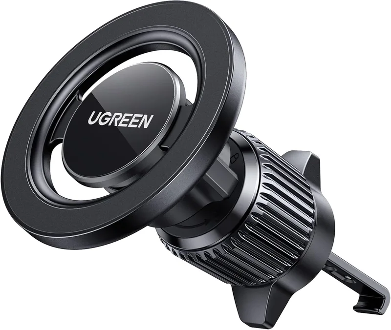 UGREEN ▫️ Suporte para telemóvel para carro com MagSafe, rotação de 360°, suporte magnético para telemóvel com gancho metálico para a grelha de ventilação, compatível com iPhone 17 Pro MAX, Air, 16, 15, 14, Galaxy S25 e S24, Preto