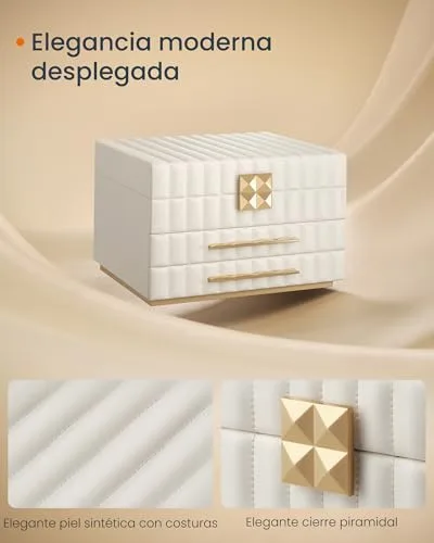 SONGMICS HOME ▫️ Porta-joias com gavetas, acolchoado, com espelho 3