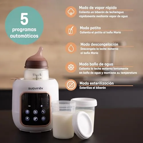 SUAVINEX ▫️ Aquecedor de biberões e esterilizador 2 em 1, esteriliza biberões e chupetas, aquece e descongela biberões, leite materno e papinhas, com modo rápido e desligamento automático, fácil de utilizar 3