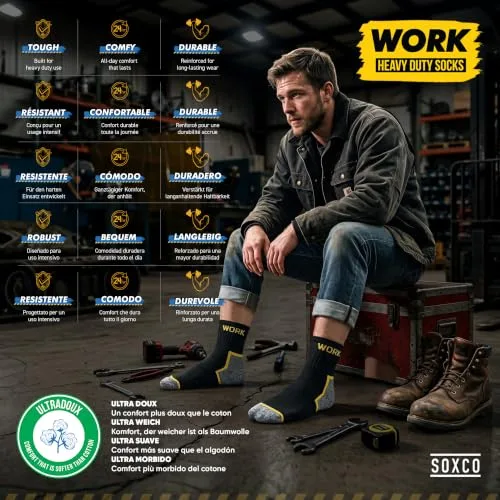 SOXCO ▫️ 10 pares de meias curtas de trabalho para homem WORK Socks 6