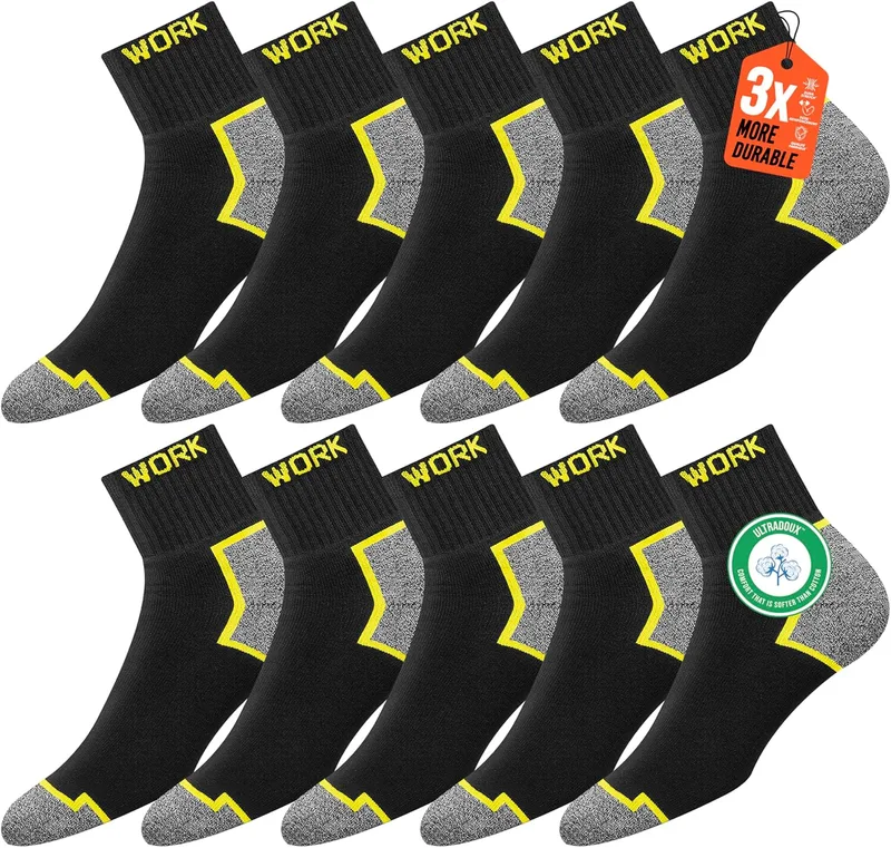 SOXCO ▫️ 10 pares de meias curtas de trabalho para homem WORK Socks