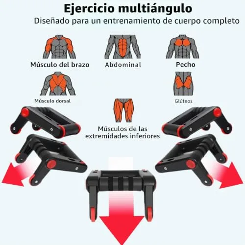AOUZEA ▫️ 2 em 1: Pega para flexões com função de roda abdominal - Rolo dobrável - Inclui uma pega antiderrapante e confortável, luvas antiderrapantes e corda de saltos 6