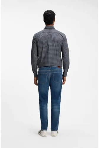 BOSS ▫️ RE.Maine BO Maine - Calças de ganga de corte regular para homem, em ganga elástica azul 4