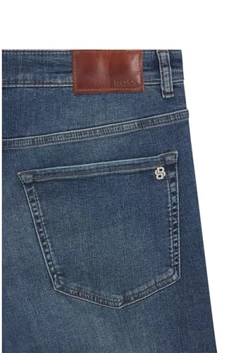 BOSS ▫️ RE.Maine BO Maine - Calças de ganga de corte regular para homem, em ganga elástica azul 6