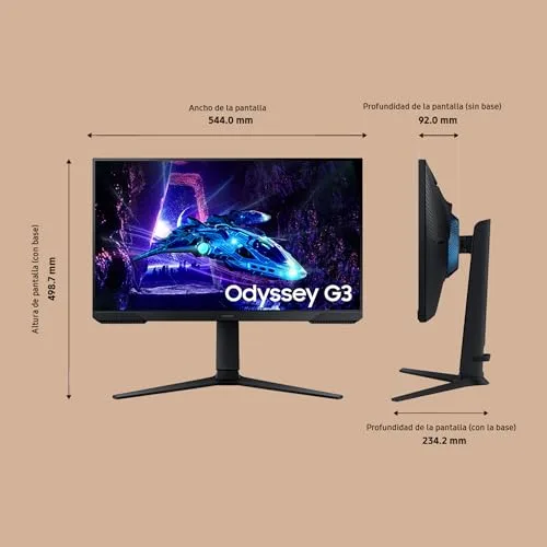 Samsung ▫️ LS24DG300EUXEN - Monitor de jogos Odyssey G3 de 24" Full HD (1920 x 1080, 16:9, 180 Hz, 1 ms, painel IPS, AMD FreeSync, modo Eye Saver, sem cintilação), preto, versão 2024 4