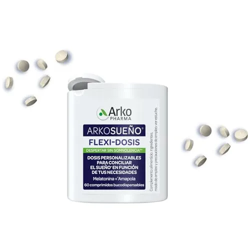 Arkopharma ▫️ Arkosueño Flexi-Dosis 60 Comprimidos, Melatonina 0,5 mg, Papoila 2