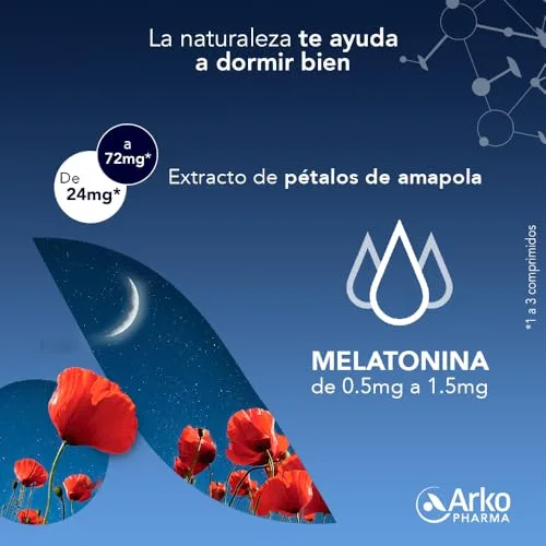 Arkopharma ▫️ Arkosueño Flexi-Dosis 60 Comprimidos, Melatonina 0,5 mg, Papoila 3