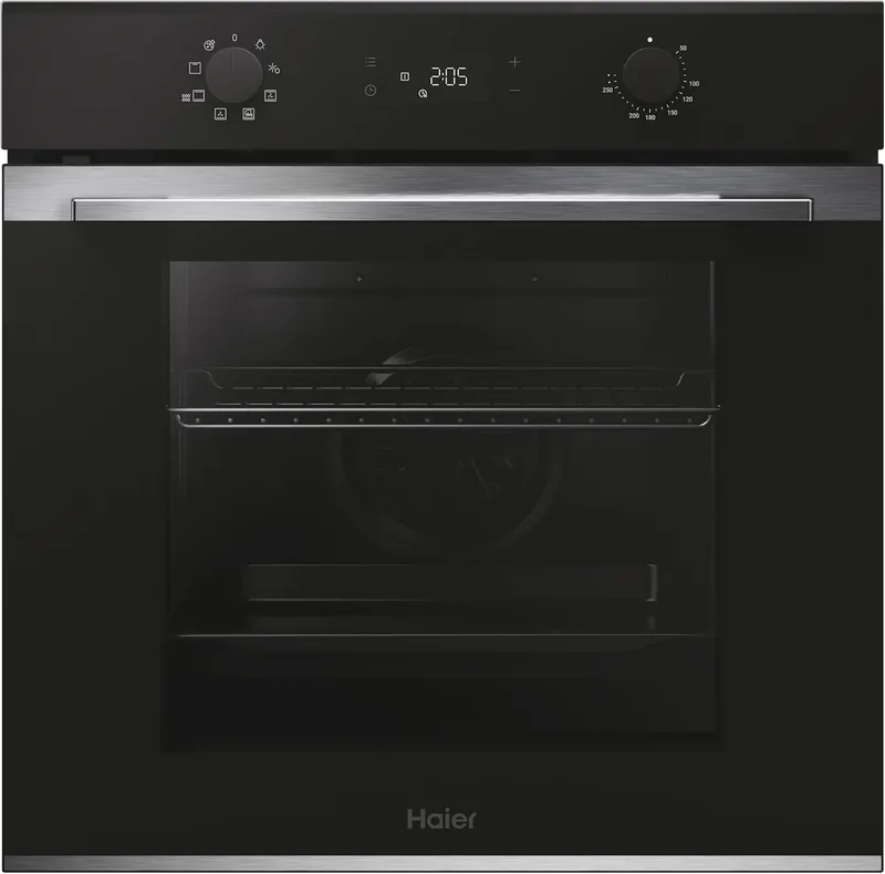 Haier ▫️ ID Series 2 H6 ID2P3T1HTX - Forno Hidrolítico Multifunções, 78L, Cozedura multinível, 9 Funções, Ecrã tátil e botões rotativos, Corrediça telescópica, 2 portas de vidro, Preto e Aço Inoxidável