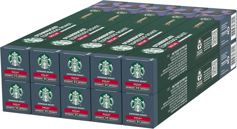 STARBUCKS ▫️ Espresso Roast Descafeinado da Nespresso, Cápsulas de Café de Torra Intensa 10 x 10 (100 Cápsulas)