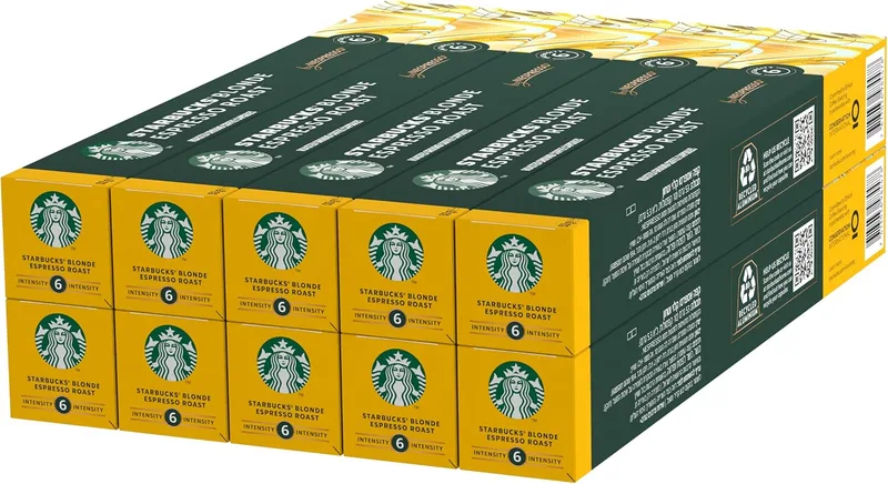 STARBUCKS ▫️ Blonde Espresso Roast da Nespresso, Cápsulas de Café de Torra Suave 10 x 10 (100 Cápsulas)