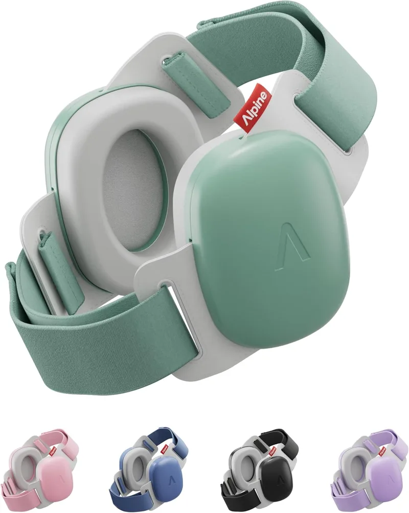 Alpine ▫️ Muffy Baby Confort – Auscultadores anti-ruído para bebés – Certificados CE e ANSI – Arco único para um ajuste seguro e confortável – Proteção auditiva ajustável até aos 48 meses – Atenuação de 24 dB, verde