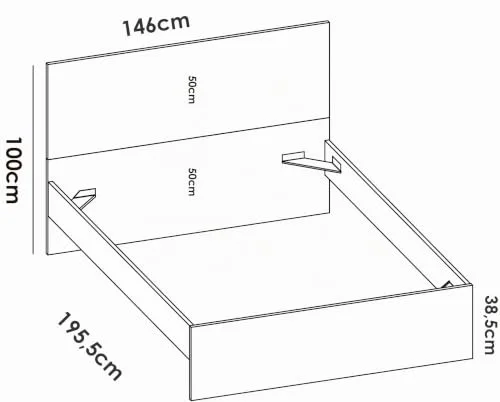 DEKIT GRUPO RIMOBEL ▫️ Lago - Cama para quarto 135/140 x 190 - Natural - 100 x 145,4 x 195 2