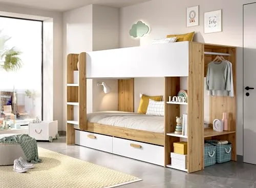 DEKIT GRUPO RIMOBEL ▫️ VINTY - Cama para quarto - BELICHE - BRANCO / NORDIC - 150 x 245,4 x 109,8 2
