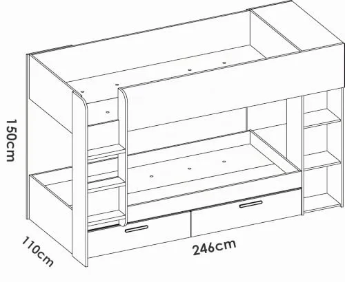 DEKIT GRUPO RIMOBEL ▫️ VINTY - Cama para quarto - BELICHE - BRANCO / NORDIC - 150 x 245,4 x 109,8 3