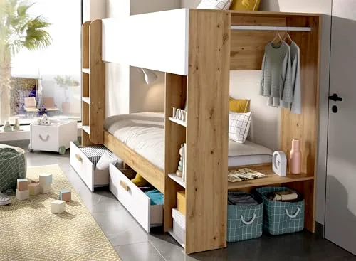 DEKIT GRUPO RIMOBEL ▫️ VINTY - Cama para quarto - BELICHE - BRANCO / NORDIC - 150 x 245,4 x 109,8 4