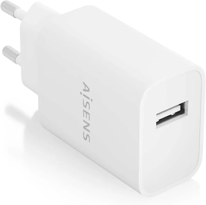 AISENS ▫️ A110-0853 - Carregador USB de 10 W de alta eficiência, 5 V/2 A, branco