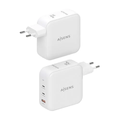 AISENS ▫️ ASCH-140W3P030-W - Carregador GAN de 140 W, 2 portas USB-C PD 3.1 QC 4.0, 1 porta USB-A QC 3.0, Branco 3
