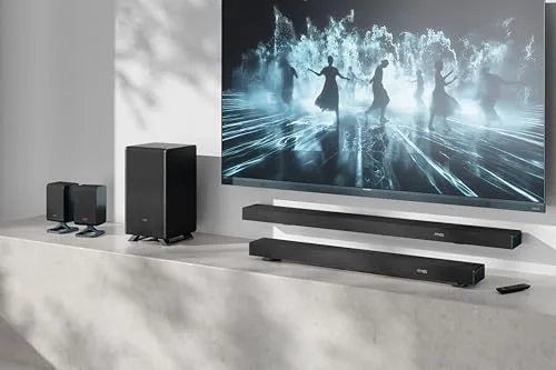 Sharp ▫️ Q Barra de Som para TV HT-SBW53121(BK) – Preto – 550 W, 3.1.2, Dolby Atmos 6