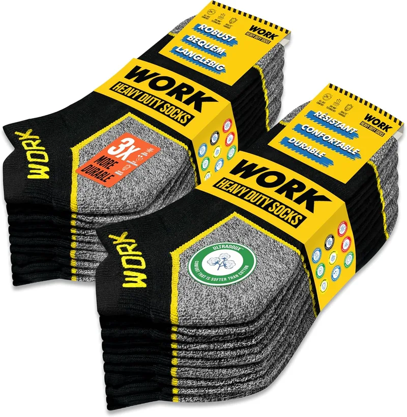 SOXCO ▫️ 10 pares de meias curtas para homem, para o trabalho – WORK Socks